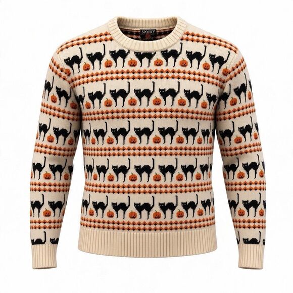 Kiel James Patrick Sweaters - Kiel James Patrick Cozy Cabin Sweater Womens XL Wool Blend Spooky Halloween Cats
